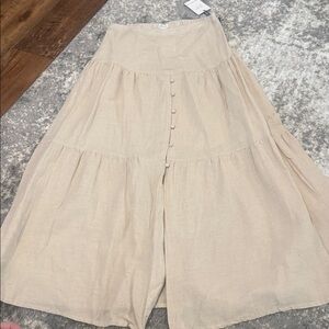 Japna Cream Button-Front Skirt